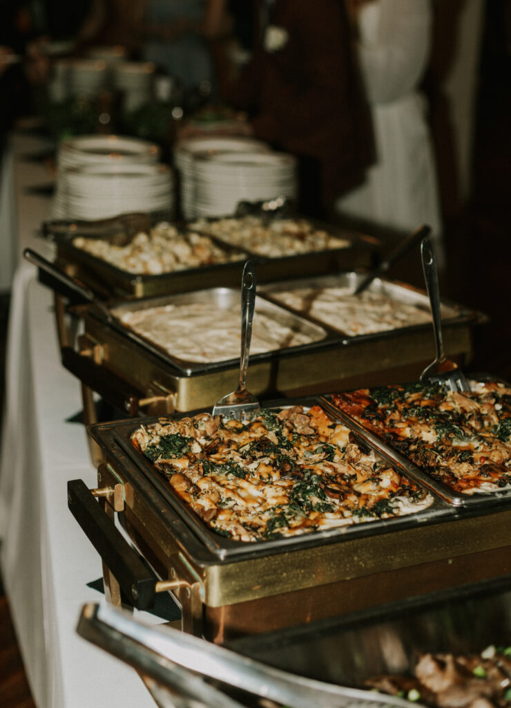 upscale dinner menu at wedding reception buffet