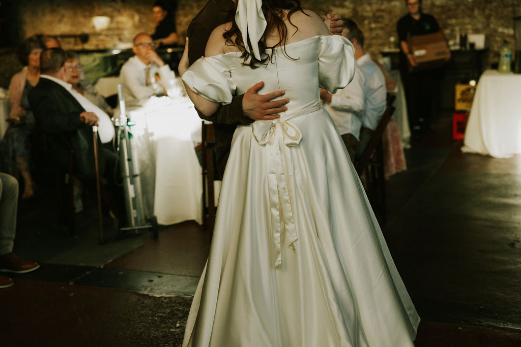 Bride and Groom's first dance at wedding reception in the North Church Venue in Muncie, Indiana