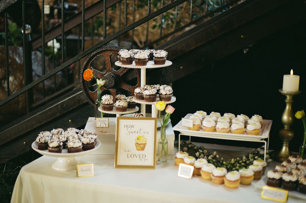 Cupcake display at wedding reception in Muncie Indiana