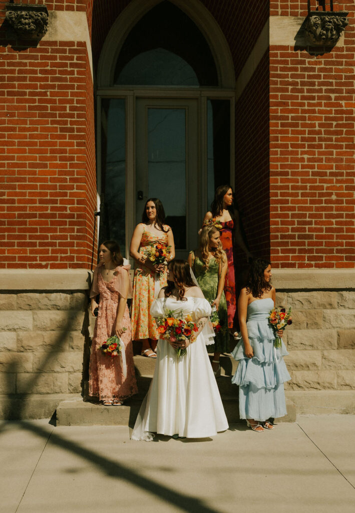 Bridesmaids portraits at Muncie, Indiana at The North Church Venue.