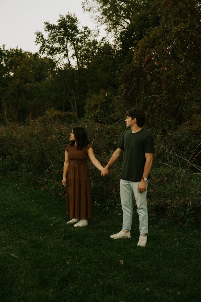 Engagement outfit inspiration, from a engagement photo shoot in Goshen, Indiana.