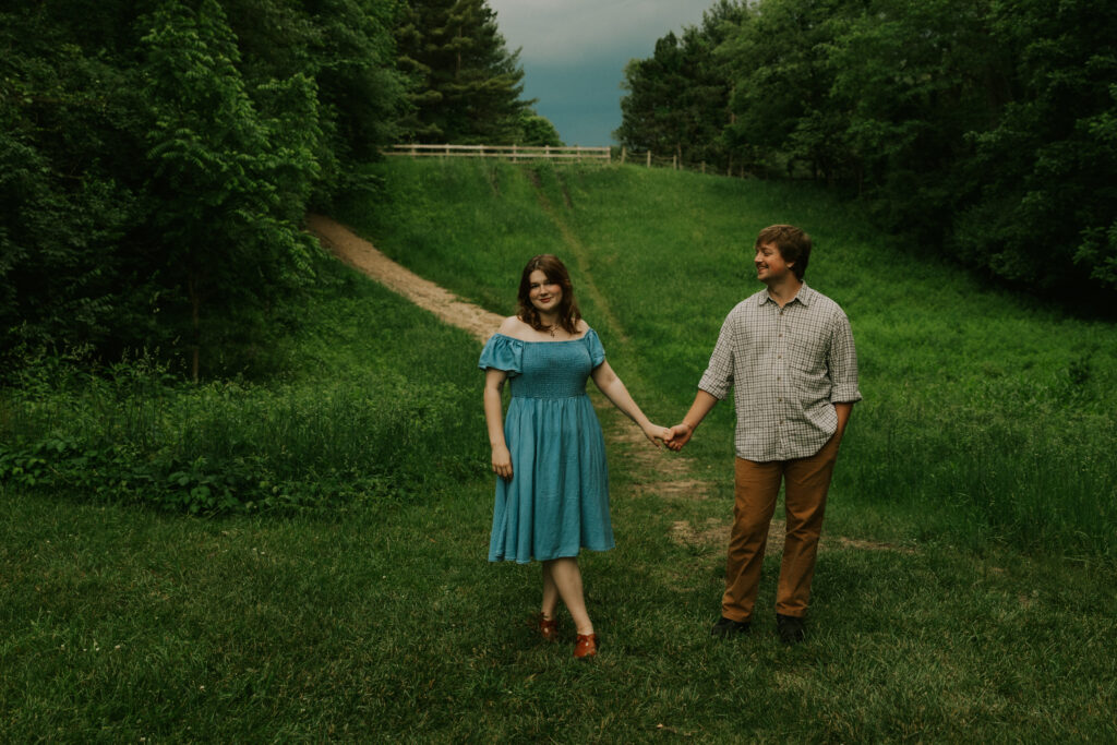 Engagement outfit inspiration, from a engagement photo shoot in Elkhart Indiana.