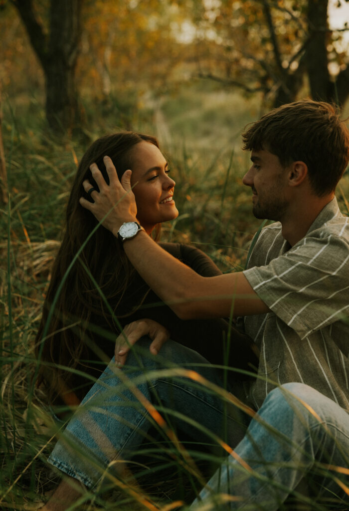 Engagement outfit inspiration, from a engagement photo shoot in Sawyer, Michigan.