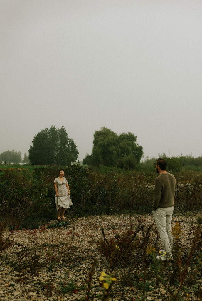Couple getting engaged on Mackinac Island, Michigan taking couples pictures.