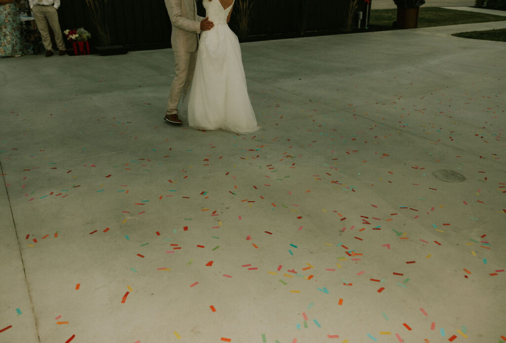 Bride and Groom sharing their first dance together.