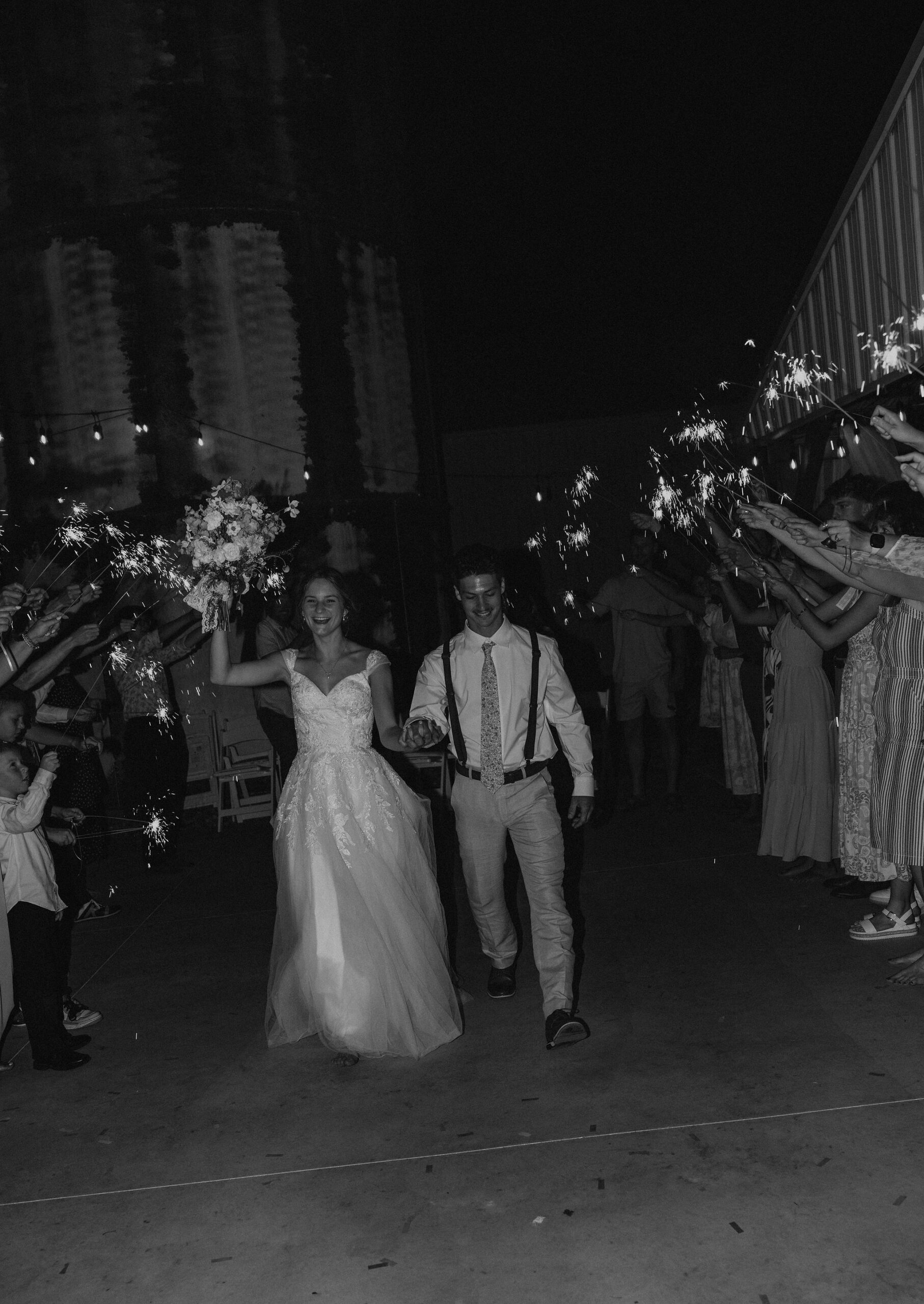 Sparkler send off with the bride and groom.